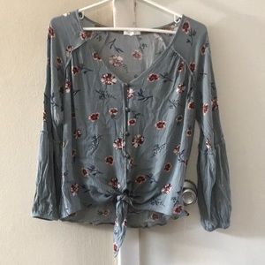 MAURICES LIGHT BLUE FLORAL BLOUSE